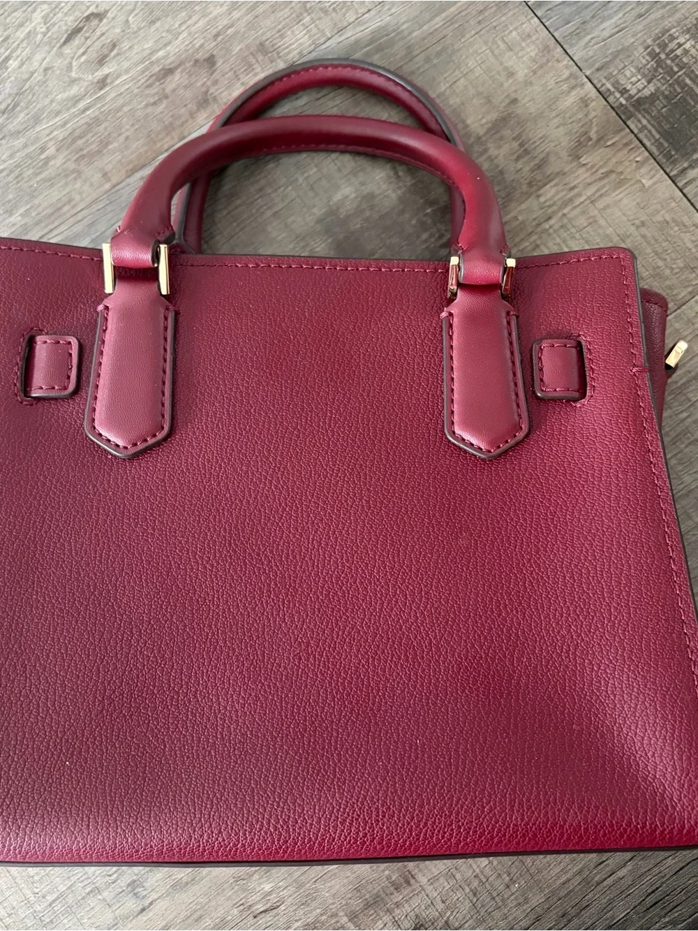 Michael Kors Deep Berry Leather Satchel with Gold Hardware - Picture 4 of 7